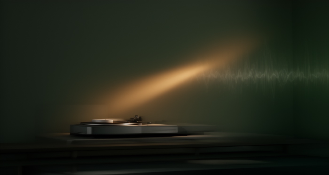 A turntable crossed by a narrow beam of light